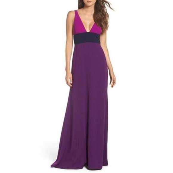 Jill Jill Stuart Deep V-Neck Sleeveless Long Gown (Violet) - Picture 4 of 5